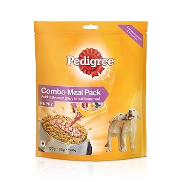 Pedigree Puppy Dog Food Dry and Gravy Combo Meal Sample Pack, Chicken, 180g