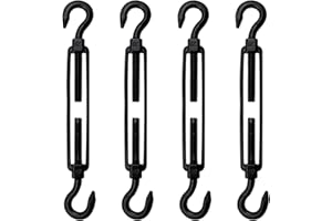 Antrader M8 Turnbuckle Hook and Hook,4Pcs Stainless Steel Turnbuckles M8 Double Hook Turnbuckle Heavy Duty Turnbuckles Cable Turnbuckle Black Turnbuckle for Wire Rope Tension