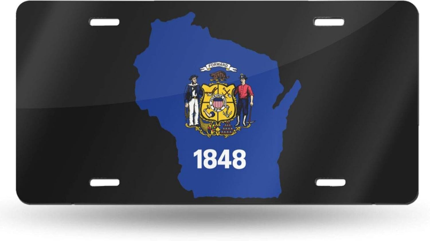 Wisconsin Map License Plate Decorative Car Front License