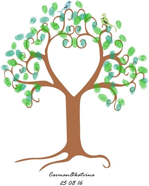 Kuyiyilo Fingerprint Drawing To Heart Shaped Tree Wedding Birthday Party Decoration Painting 20 30cm Amazon Co Uk Kitchen Home