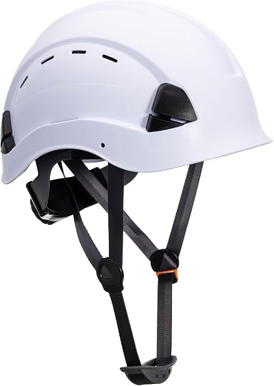 Portwest PS63 Safety Hard Hat White 6-Point Harness Ventilated ABS Shell