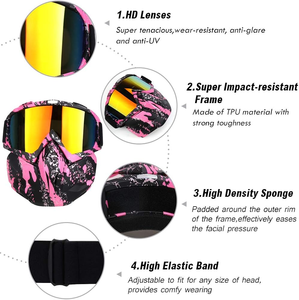Freehawk Motorcycle Goggle Mask Detachable Snowmobile Off-road Riding Goggles : Clothing