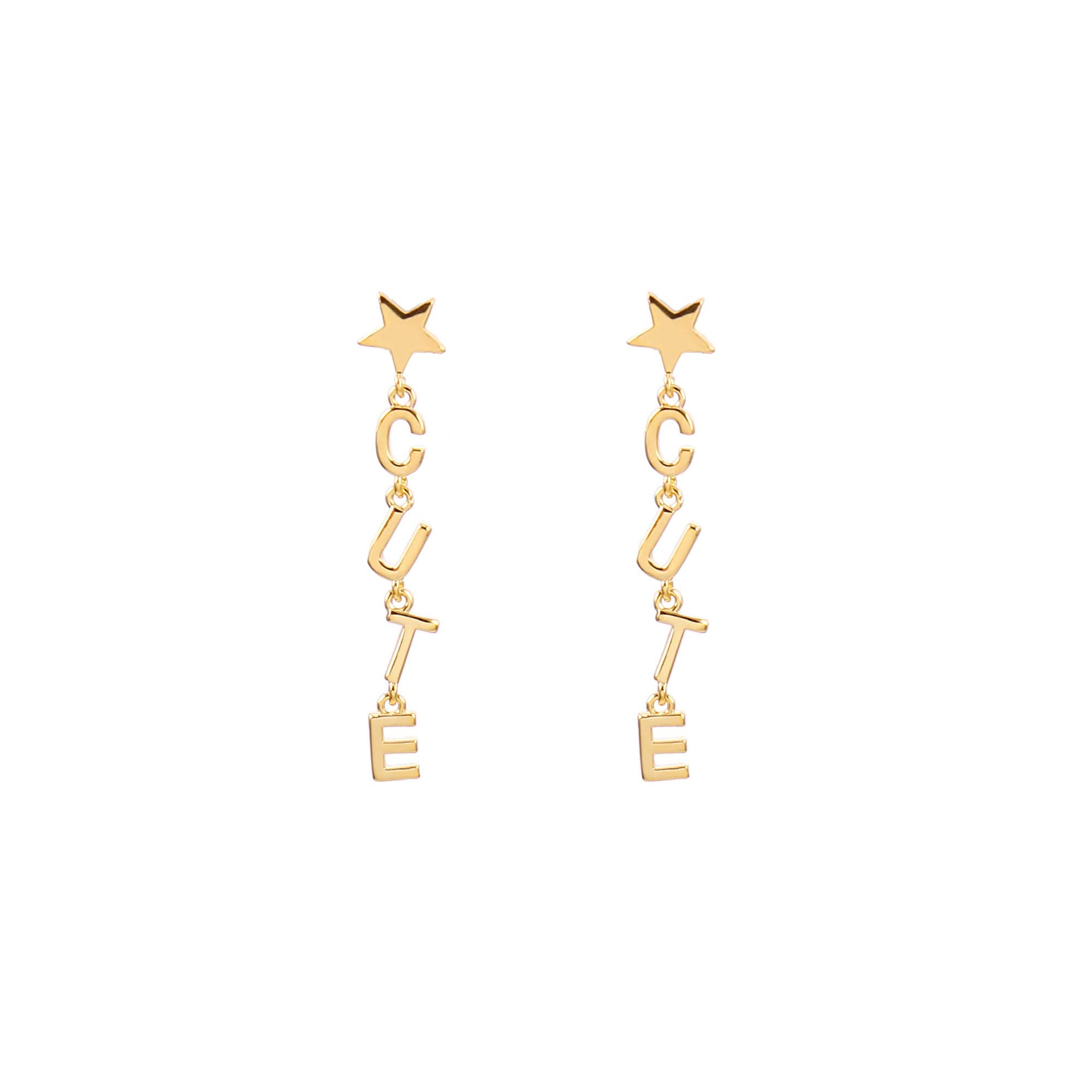 PengJin long earrings for women, Gold Plated Star Letters Earrings Hypoallergenic Hanging Earrings for Women