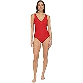 Tommy Hilfiger Womens Full Coverage V-Neck Swimsuit