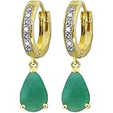 Galaxy Gold GG 14k Solid Gold Hoop Earrings with Diamonds and Emeralds