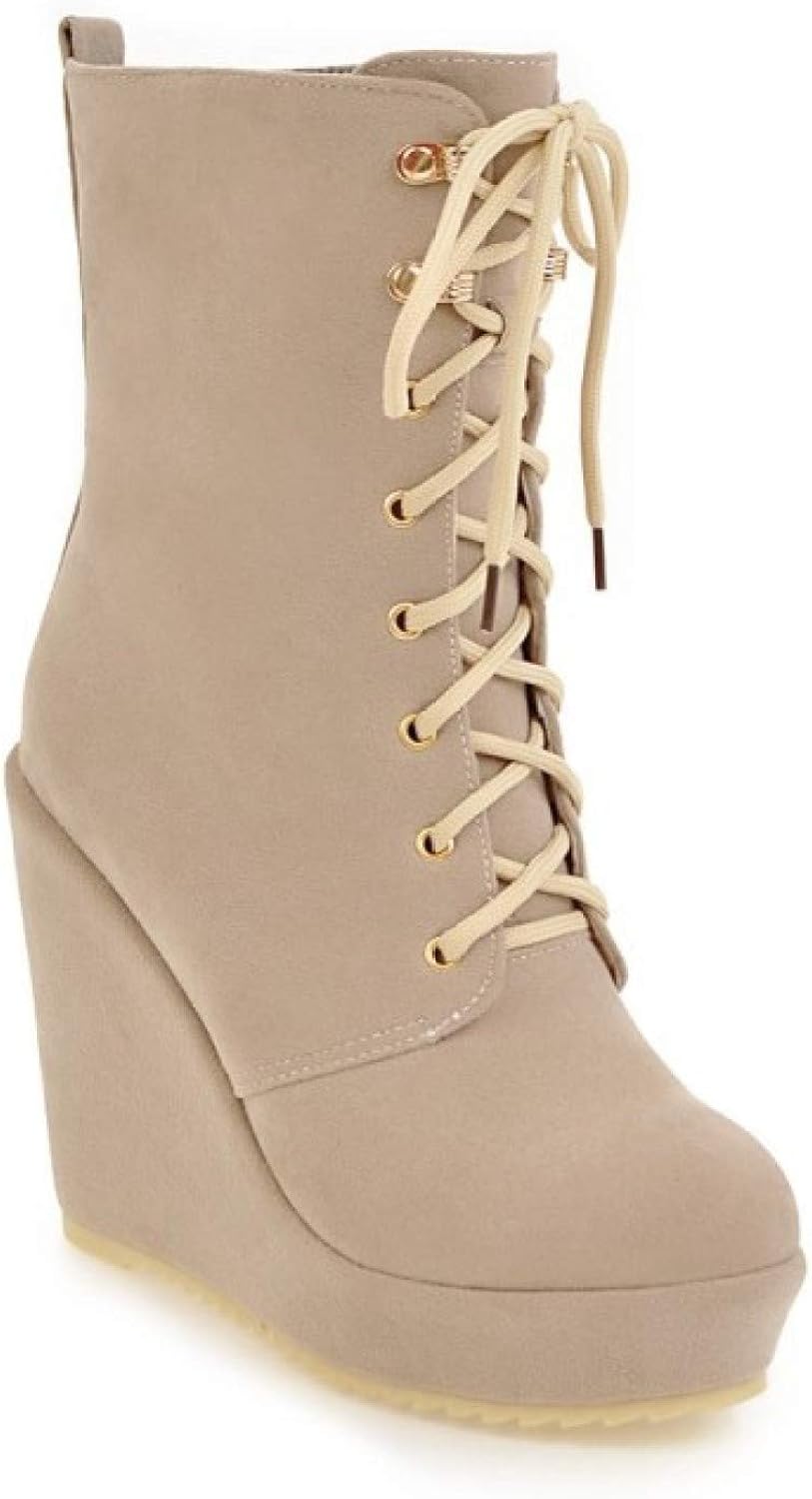Ladies Wedges Ankle Boots Vintage Lace Up High Heels Platform Bootie