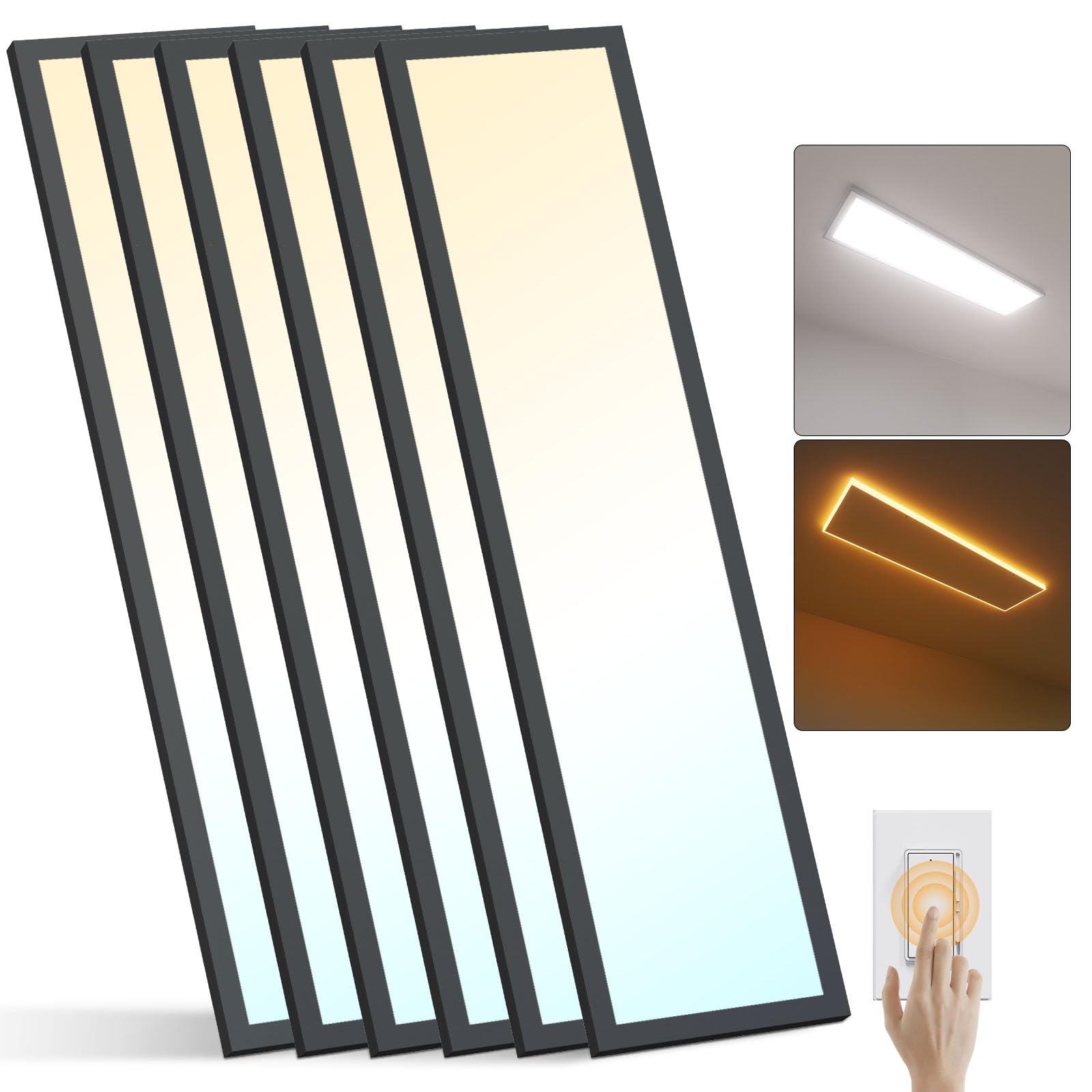 AIKVSXER 6Pack 1x4 LED Flat Panel Light Surface
