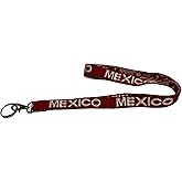 Mexico Flag Lanyard Keychain Badge Holder red