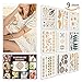 Temporary Tattoo ( 9 SHEET)7 Sheet Metallic Gold+ 2 Change the Color in The Sun - High Quality, Non-Toxic, Eco-Friendly, Easy To Apply and Long Lasting