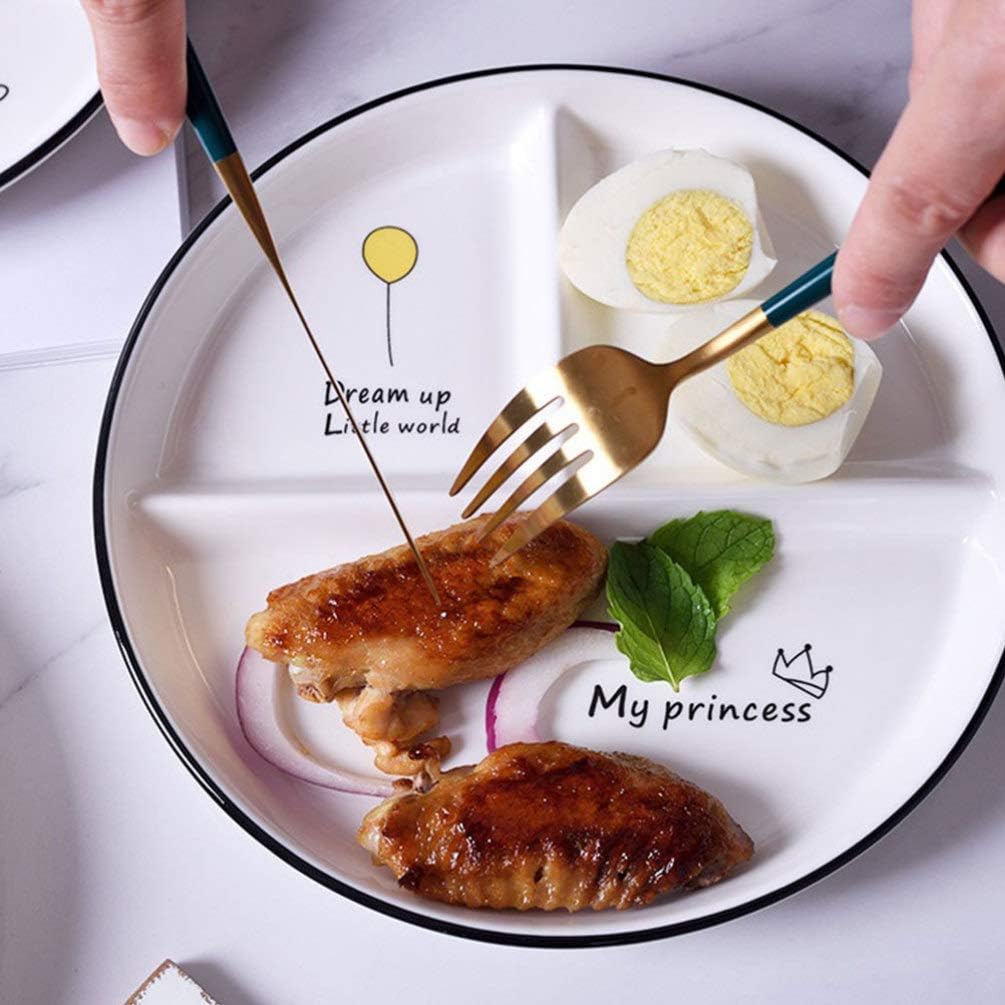 Cabilock Ceramic Divided Plate 3-Compartment Portion Control Dinner Plate Microwave and Dishwasher Safe Household Tableware for Kids and Adults - Image 5