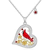 Iringnier Cardinal Necklaces for Women Cardinal Necklace Sterling Silver 925 Heart Pendant Jewelry Sympathy Memorial Bird Gifts Charm