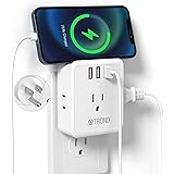 Multi Plug Outlet Extender with USB, TROND 4 Outlet Splitter 3 USB Wall Charger with Phone Holder, 3 Prong Plug Adapter, Mult