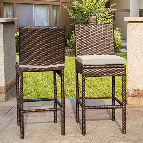 Sundale Outdoor Bar Stools 30 Inch Seat Height Set of 2, Patio Wicker