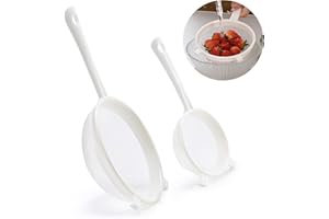Luckyiren Kefir Strainer Set, 2-Size Plastic Non-Metal Sieve with Fine Mesh for Kefir Grains, Milk Kefir, Water Kefir & Kombu