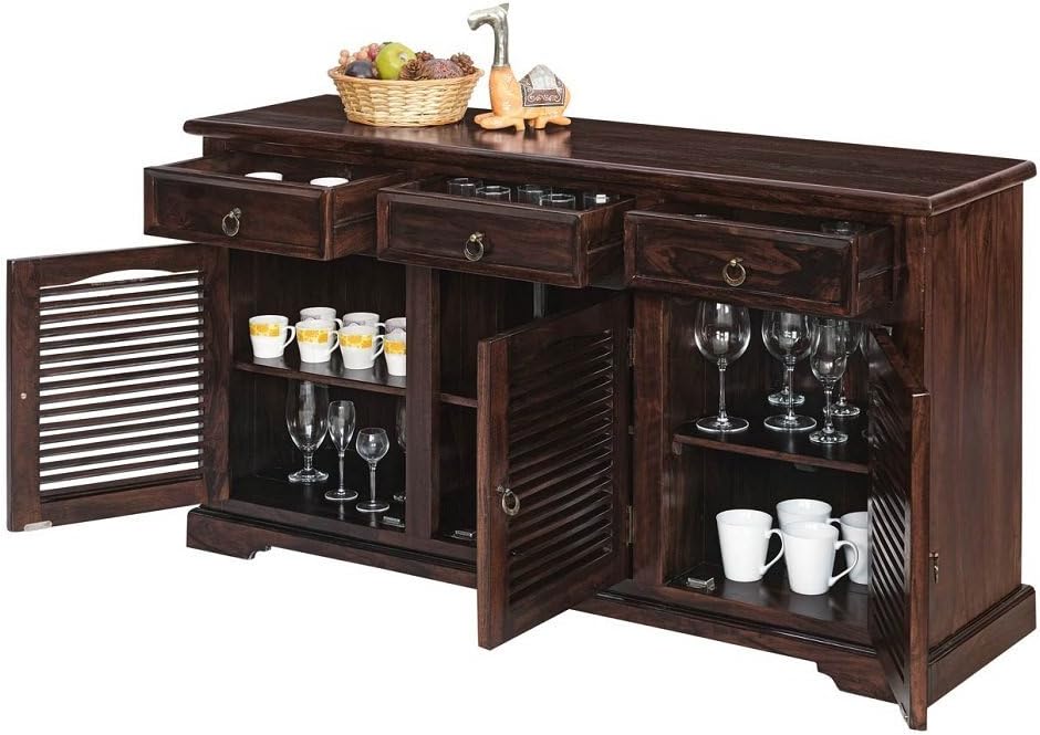 Naturehood Wooden Crockery Unit Sideboard (Sheesham Wood Iron