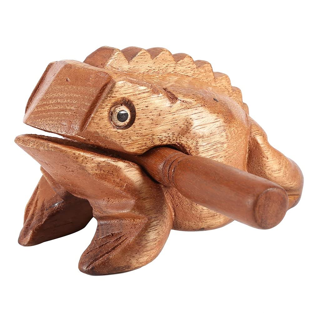 Yosoo Thailand Traditional Home Office Decor Deluxe Craft Wooden Lucky Frog Croaking Musical Instrument Tone Block (Size : 15.6cm)