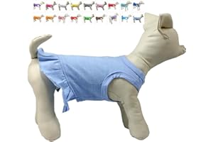 LOVELONGLONG Pet Clothes Small Dog Clothing Blank Color Sport Dress T-Shirts Tee Dresses Tanks Top for Small Size Female Dogs Summer Spring Pet Costumes 100% Cotton (L, Light-Blue)
