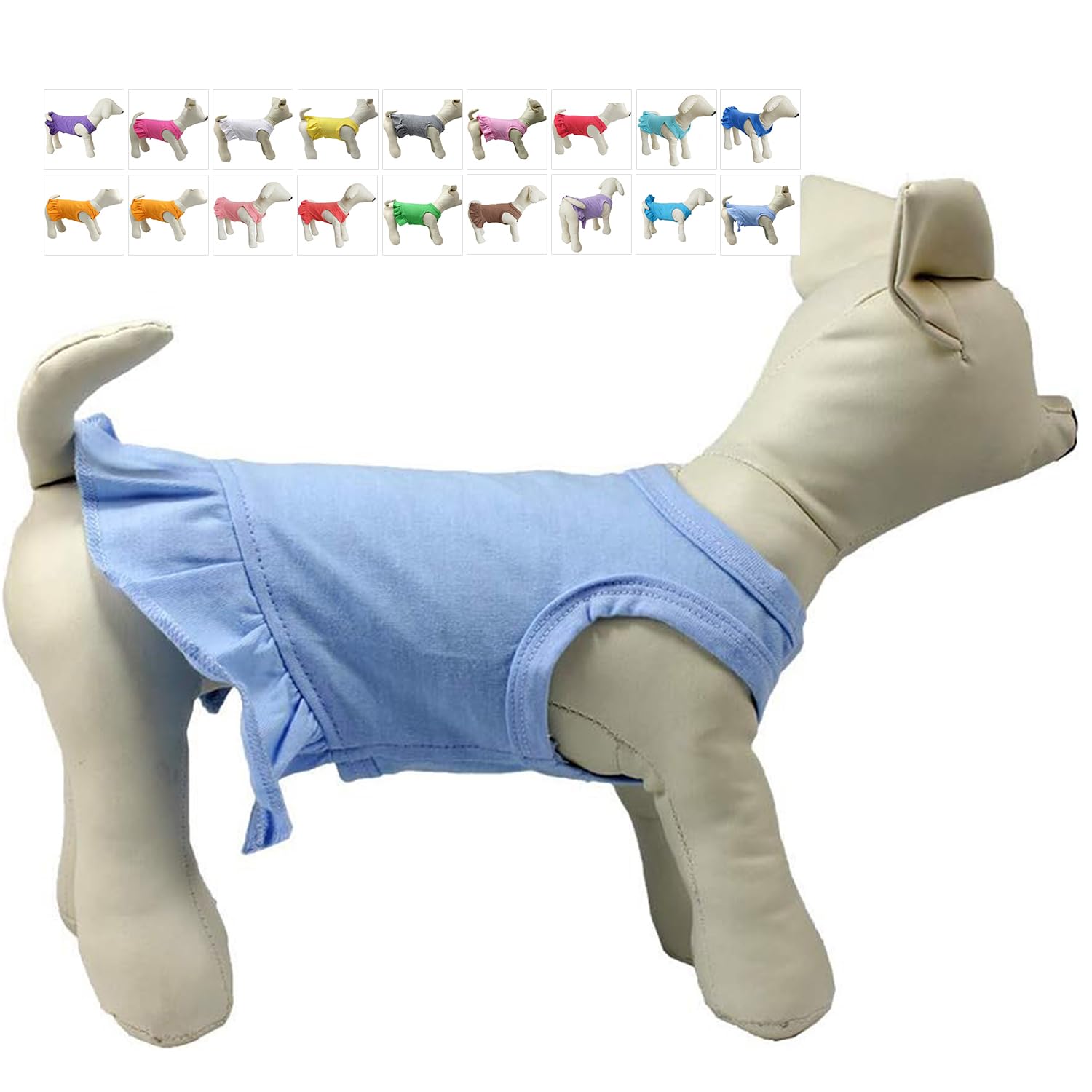 Pet Clothes Small Dog Clothing Blank Color Sport Dress T-Shirts Tee Dresses Tanks Top for Small Size Female Dogs Summer Spring Pet Costumes 100% Cotton (XS, Light-Blue)