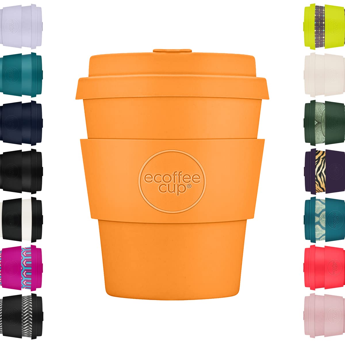 Ecoffee Cup 8oz 240ml Reusable Eco-Friendly 100% Plant Based Coffee Cup with Silicone Lid & Sleeve - Melamine Free & Biodegradable Dishwasher/Microwave Safe Travel Mug, Alhambra