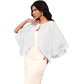 Eeeuityoo Chiffon Large Capelets Shawl Wraps Women's Girls Shrug for Evening Dress Wedding Cape Cover Up 1920s