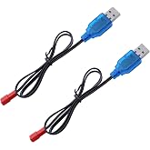 Tosiicop 3.7V Lipo Battery Charger - 2 PCS 1S Lipo JST Charger Cable with USB JST 2 Pin Plug for RC Car Battery Remote Control Toys Airplane FPV Boat Tank Helicopter