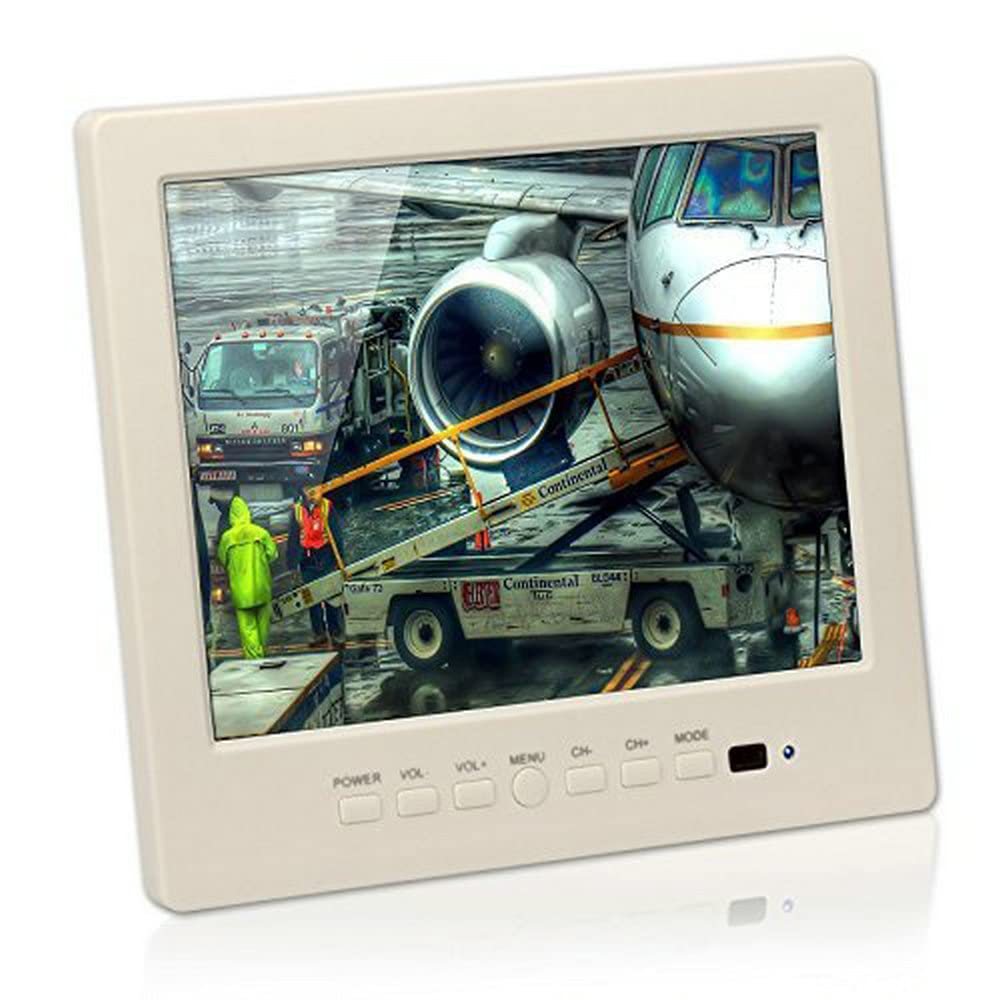 BW 8" inch LCD Color CCTV Monitor with VGA BNC AV Port and Speaker 1024 * 768 Resolution-White