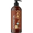 USDA Organic Sweet Almond Oil - Pure Cold Pressed Organic Almond Oil for Skin Hair and Nails - Moisturizing Organic Body Oil for Women and Men plus Carrier Oil for Essential Oils Mixing 16oz