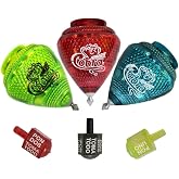 3 Pack Jumbo Cobra Spinning Top Set with 3 Assorted Color Toma Todo Mexican Traditional Game Trompos Mexicanos Cometa de Plastico con Lanzador de Cuerda Incluido Perinolas Incluidas Durable Metal Tips