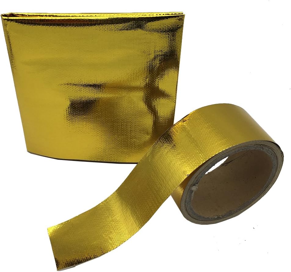 2" X 16'Golden Tape Airboxs Heat shield Adhesive Backed Fiberglass Reflect A Gold Tape Roll With 23" X 23"