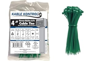 Kable Kontrol Green Zip Ties 4 Inch 100 Pcs, 18 Lbs Tensile Strength, Self-Locking Nylon Colored Cable Ties Wire Wraps for In