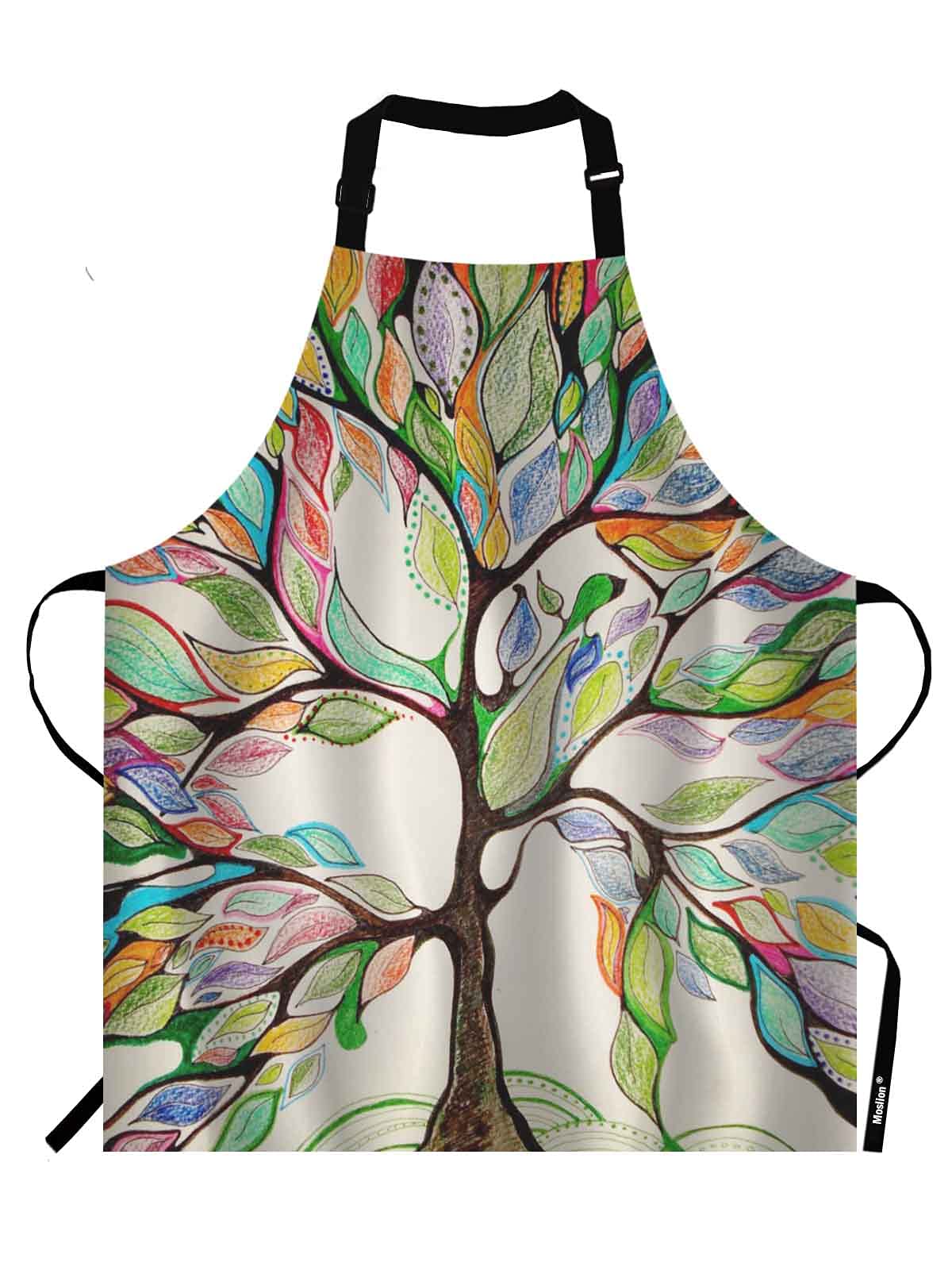 Moslion Love Trees Apron,Life of Tree Colorful Painting Apron,Adjustable Neck Bib for Men Women,Suitable for Kitchen Cooking Waitress Chef