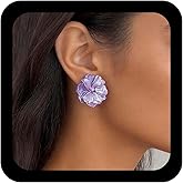 Iaceble Boho Acrylic Flower Stud Earring Purple Flower Earring Purple Resin Camellia Earrings Vintage Floral Wedding Earrings Jewelry for Women