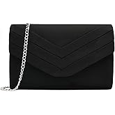 Milisente Evening Bag for Women, Suede Envelope Evening Purses Crossbody Shoulder Clutch Bag