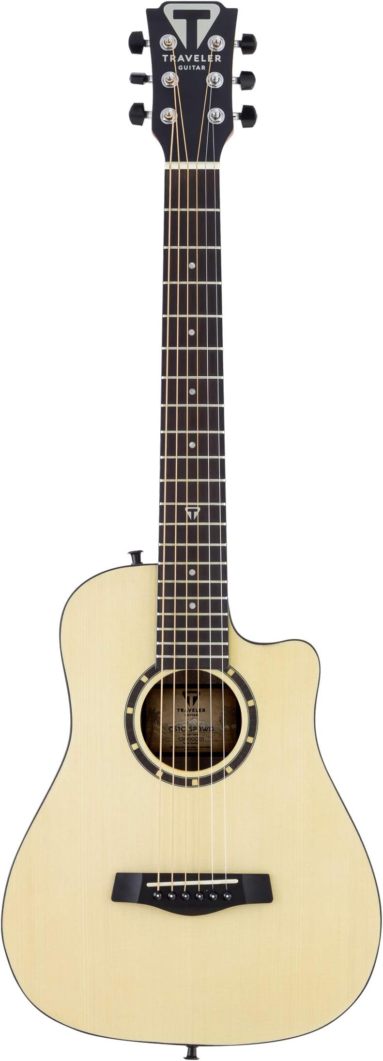 Traveler Guitar 6 String Acoustic Guitar, Right, Natural (CS10 SPBWD)