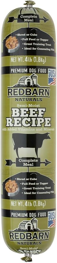 Redbarn Beef Dog Food Roll Naturals 4 Pound 8 Pack Wet Pet