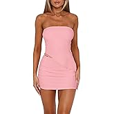Goafuliy Two Piece Skirt Set for Women Summer Asymmetrical Mesh Strapless Tube Tops Mini Skirt Set Going Out Outfits