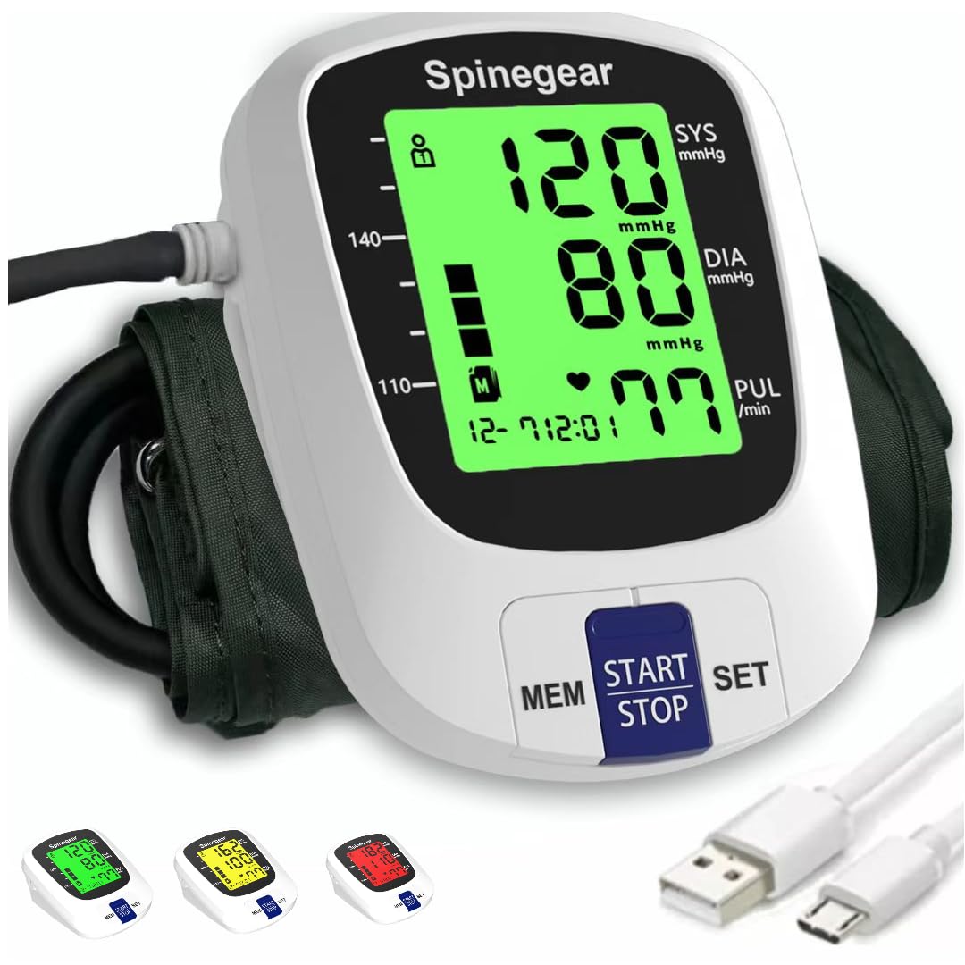 Rechargeable Blood Pressure Monitor for Home Use, Fast Charging Blood Pressure Machine, UK BP Device, 22-42cm Upper Arm Cuff with 3 Color Backlight & Voice Broadcast