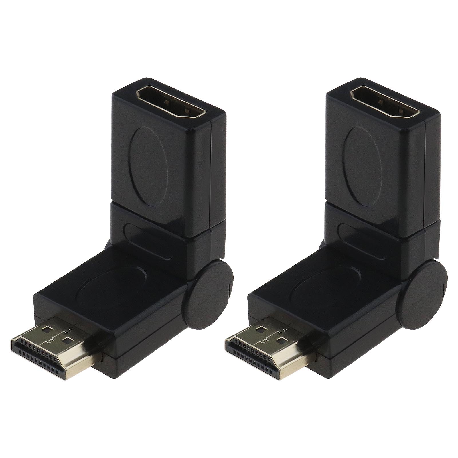 Be In Your Mind 2PCS HDMI Male to Female Swivel Adapter 90 180 270 360 Degree Angle Adjustable HDMI Cable Rotatable Extension Connector Support 1080P 3D 4K Gold-Plated