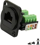 QIANRENON RJ45 8P8C Cat5E Screw Terminal Adapter Keystone Jack Black Network view 1