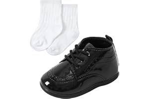 AGJ Baby Boy Dress Shoes Infant Oxford Loafers Wedding PU Leather Rubber Shoes Toddler Girl Flats Walking Shoes Set 3-24 Months