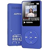 AGPTEK A02 MP3 Player with Bluetooth 5.3, 1.8 inch Screen Portable Music Player with Speaker, FM Radio, Voice Recorder, Supports Expanded Up to 128GB(Blue, 64GB)