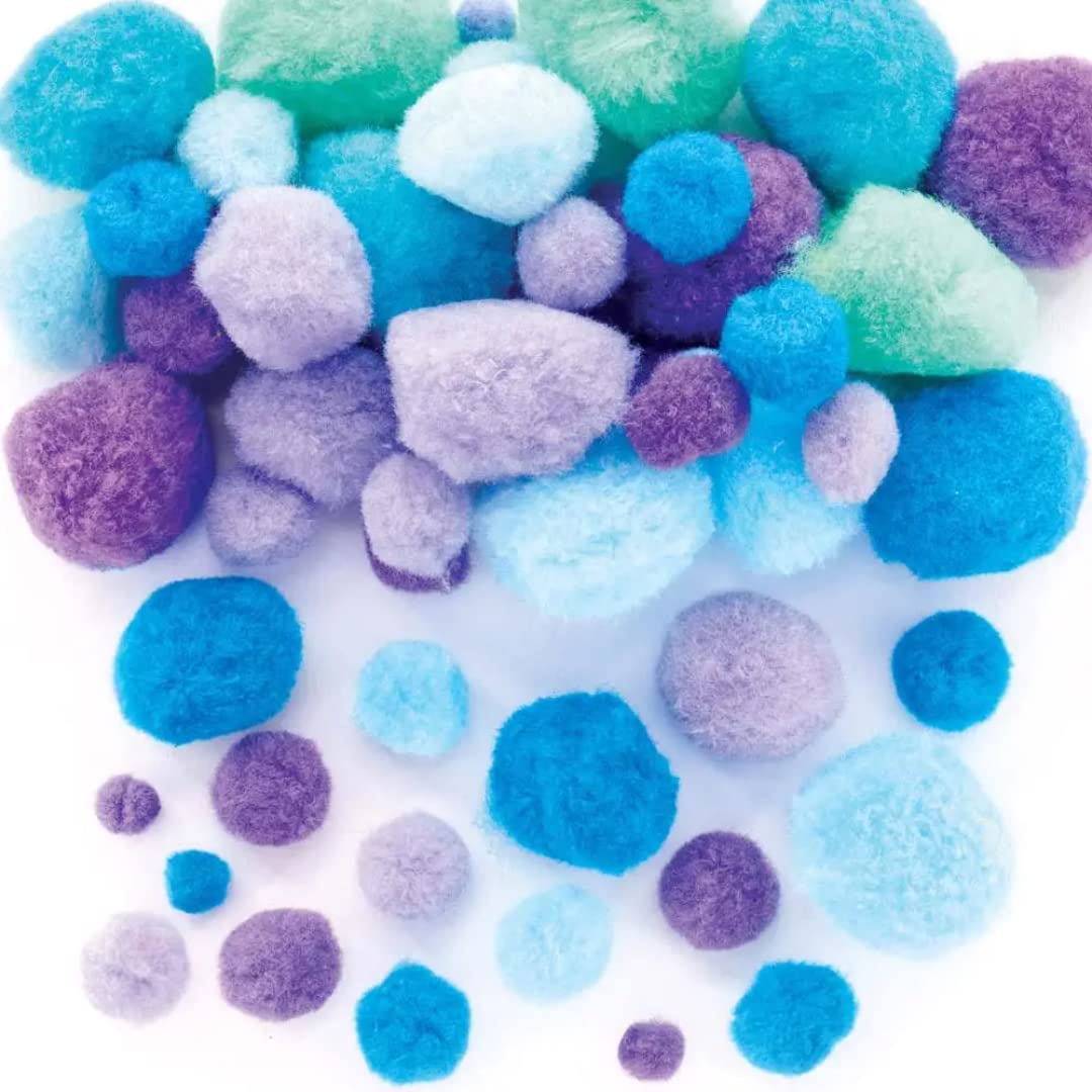 Baker Ross AX991 Mermaid Pom Pom Craft Set - Pack of 250, Card Making Supplies, Arts and Crafts Accessories, Embellishments for Crafting