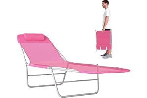 Outsunny Outdoor Lounge Chair, Portable Adjustable Reclining Seat Folding Chaise Lounge Patio Camping Beach Tanning Chair Bed