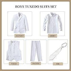 Boys Suits Size 5 Toddler Kids White Suits for Boys