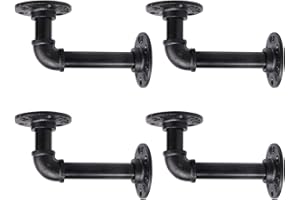 Home TZH 1/2" Pipe Shelf Bracket，Wall Mounted Floating Shelf Bracket, Steam Punk Decor Hanging Wall Metal Bracket, Heavy Duty Decorative Rustic Shelving Bracket, Set of 4(3.5X6")