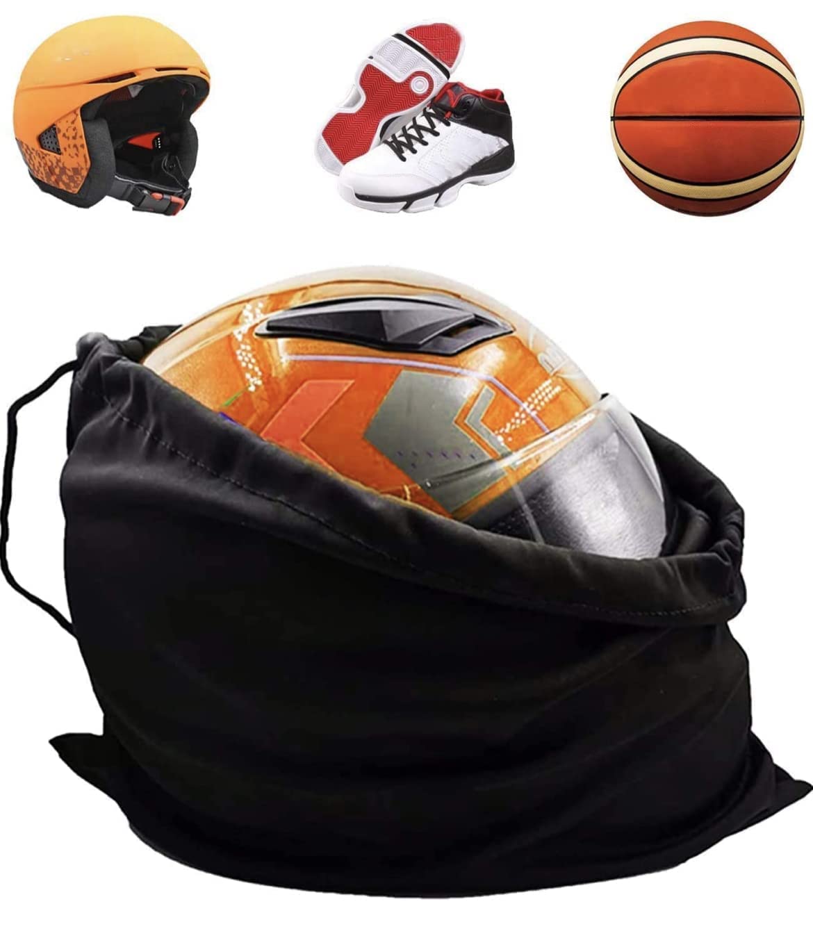 KOOUMOS Motorcycle Helmet Bag Ski Bag Hockey Bag Lightweight Backpack Large Storage Carrying Bags for Sport Riding Travel Motorcycle Bicycle Made of Nylon Cloth with Drawstring Bag (M*1Pack