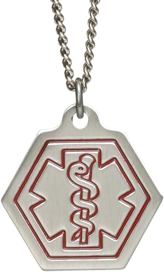 American Medical ID Small Classic Stainless Steel Medical ID Alert Necklace 27"