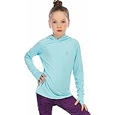 Girls Long Sleeve Shirt UPF50+ Lightweight Hoodie Thin Active Tee Workout Running Pullover Top with Thumb Hole 3-12Years