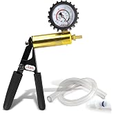 LeLuv Ultima Manual Vacuum Pump, Brass/Black Protected Gauge, Fitted Hose | Rubber grips, EPDM diaphragm and 18" clear PVC hose with O-ring male quick-disconnect; 0-30 inHg