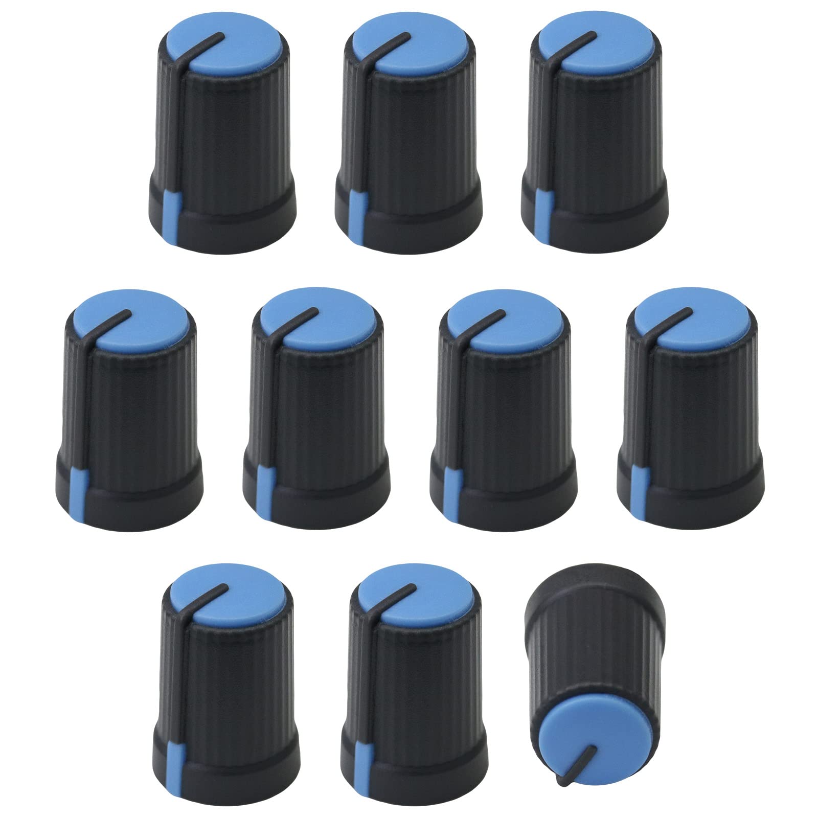 6m D-Shaft Hole Grey Body Colour Cap Mixer Control Knobs Pack of 10 (Blue/Dark Grey)